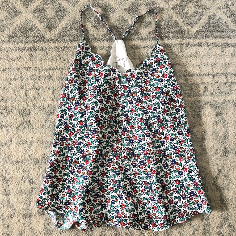 J. Crew Women’s Floral Scalloped Racerback Tank Top